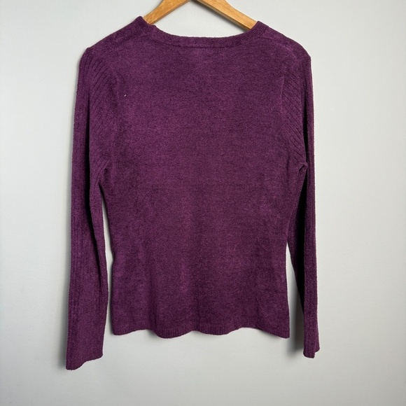 Paraphrase Women's Terrycloth V-Neck Long Sleeve Sweater Purplish-Wine Size XL - Picture 3 of 10
